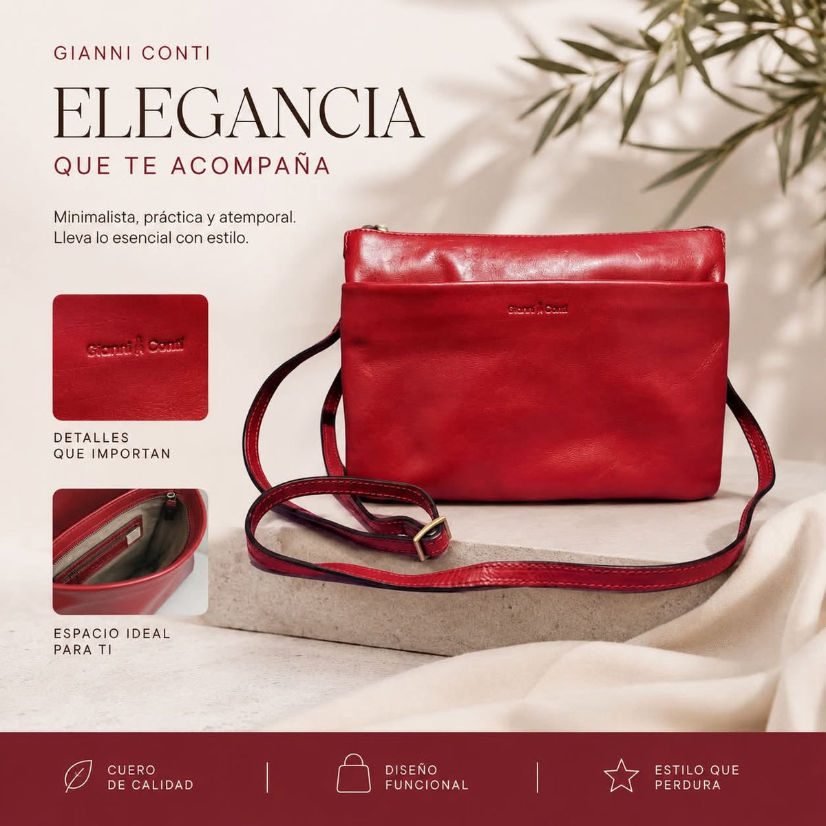 Cartera para mujer color rojo